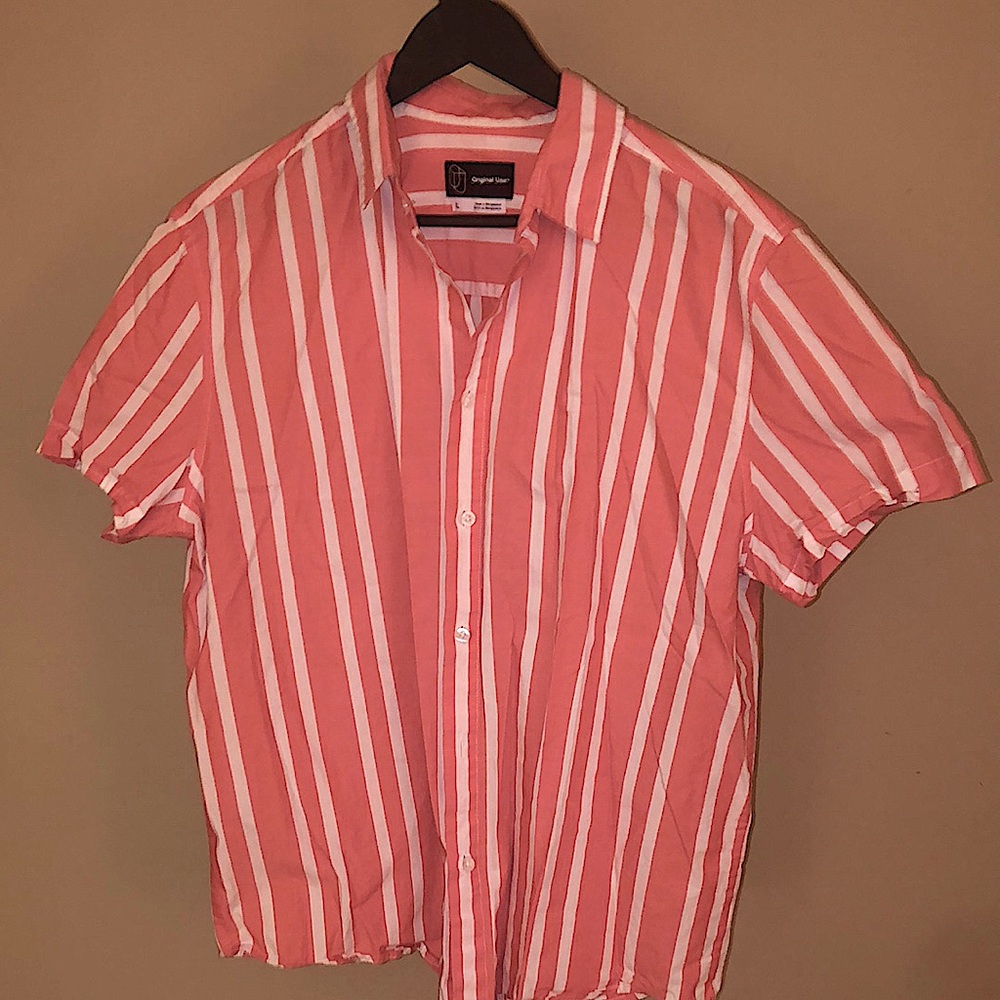 Original Use* button down (pink & white) size - Large